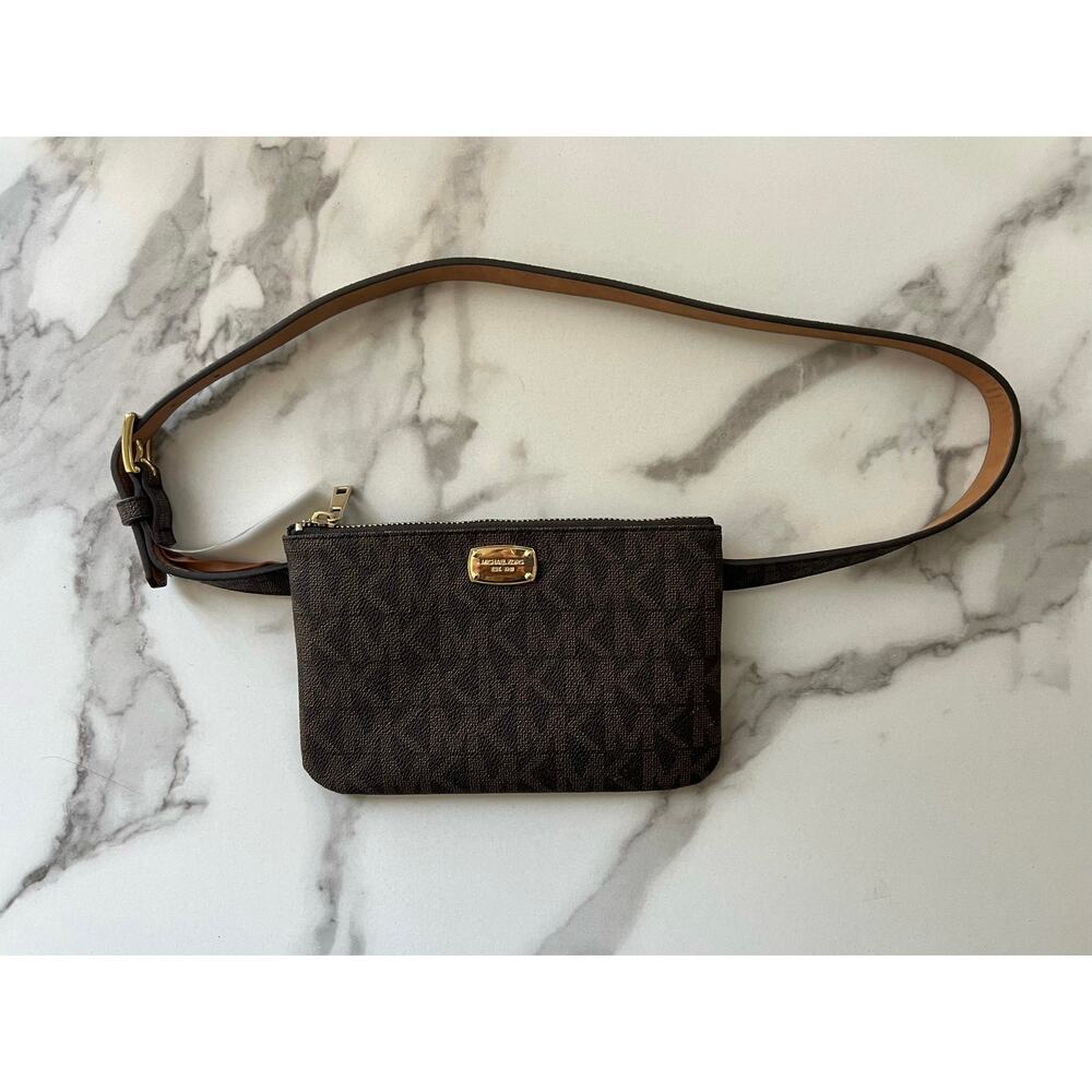 Michael Kors Logo Brown Leather Waist Bag Fanny Pack
